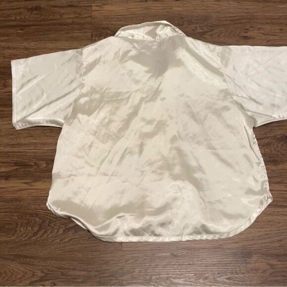 Vintage Victoria’s Secret Button Down Shirt Sleeve Pajama Top Ivory White Size M - Picture 6 of 8